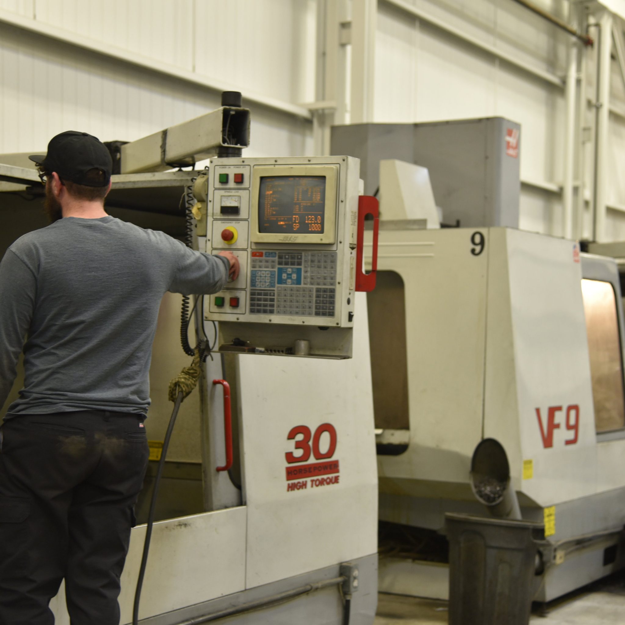 Technician working with machine